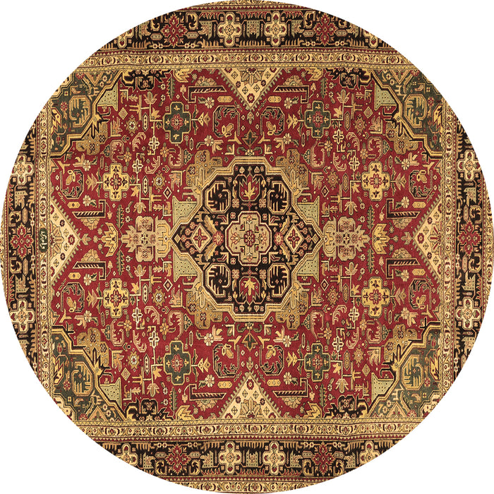Round Persian Brown Traditional Rug, tr2631brn
