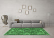 Machine Washable Persian Emerald Green Traditional Area Rugs in a Living Room,, wshtr2631emgrn