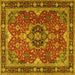 Square Machine Washable Persian Yellow Traditional Rug, wshtr2631yw