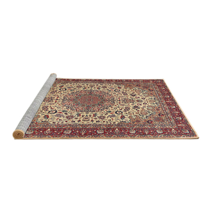 Sideview of Machine Washable Traditional Brown Red Rug, wshtr2632