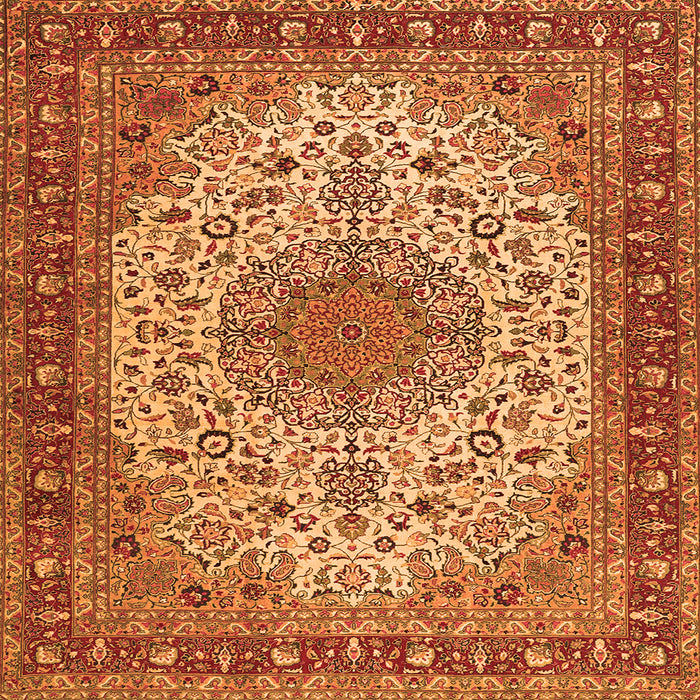 Round Machine Washable Persian Orange Traditional Area Rugs, wshtr2632org