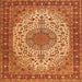 Round Machine Washable Persian Orange Traditional Area Rugs, wshtr2632org