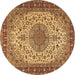 Round Persian Brown Traditional Rug, tr2632brn