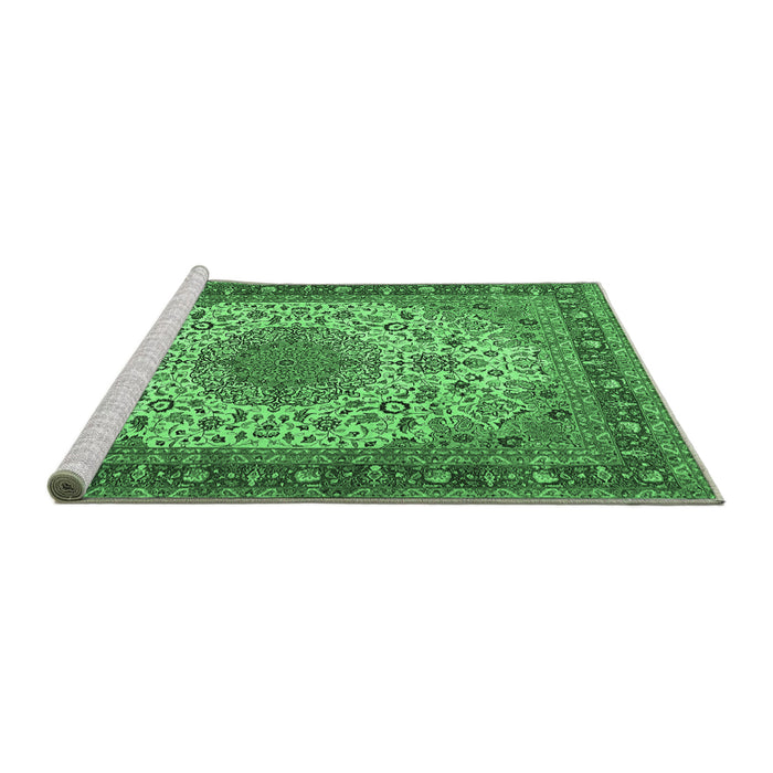 Sideview of Machine Washable Persian Emerald Green Traditional Area Rugs, wshtr2632emgrn