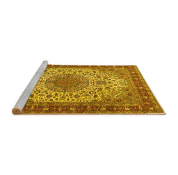 Sideview of Machine Washable Persian Yellow Traditional Rug, wshtr2632yw