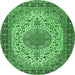 Round Persian Emerald Green Traditional Rug, tr2632emgrn