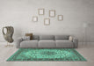 Machine Washable Persian Turquoise Traditional Area Rugs in a Living Room,, wshtr2632turq