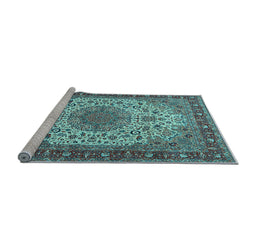 Sideview of Machine Washable Persian Light Blue Traditional Rug, wshtr2632lblu