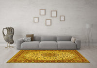 Machine Washable Persian Yellow Traditional Rug, wshtr2632yw