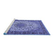 Sideview of Machine Washable Persian Blue Traditional Rug, wshtr2632blu