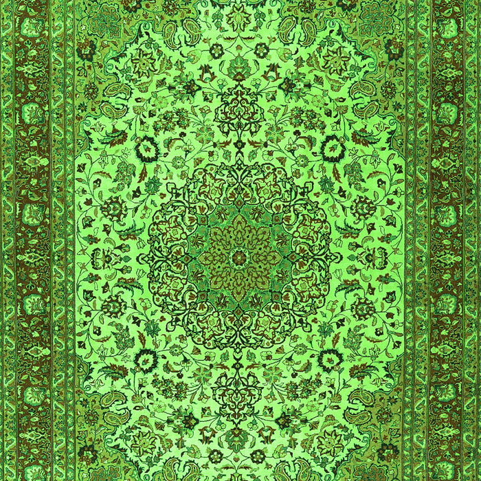 Serging Thickness of Machine Washable Persian Green Traditional Area Rugs, wshtr2632grn
