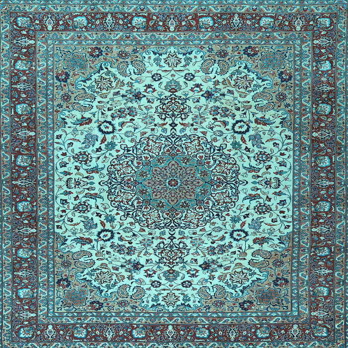 Square Machine Washable Persian Light Blue Traditional Rug, wshtr2632lblu