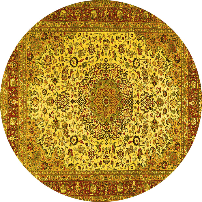 Round Persian Yellow Traditional Rug, tr2632yw