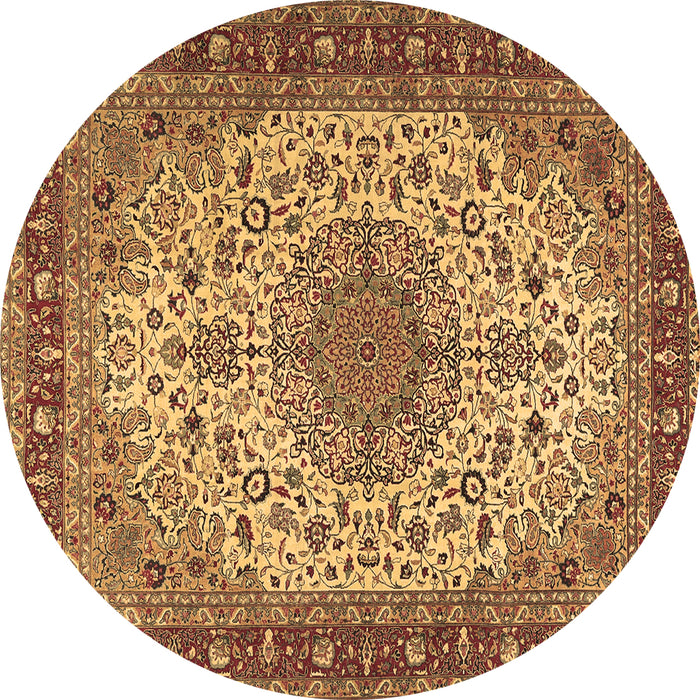 Round Machine Washable Persian Brown Traditional Rug, wshtr2632brn