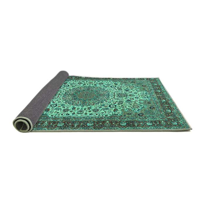 Sideview of Persian Turquoise Traditional Rug, tr2632turq