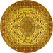 Round Machine Washable Persian Yellow Traditional Rug, wshtr2632yw