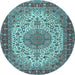 Round Machine Washable Persian Light Blue Traditional Rug, wshtr2632lblu