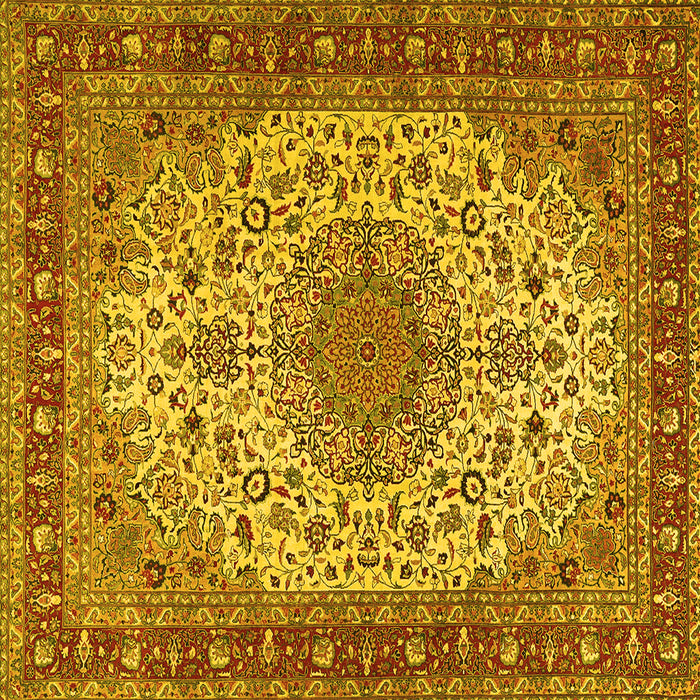 Square Machine Washable Persian Yellow Traditional Rug, wshtr2632yw