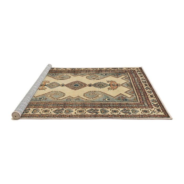 Sideview of Machine Washable Traditional Dark Sienna Brown Rug, wshtr2633
