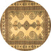 Round Persian Brown Traditional Rug, tr2633brn