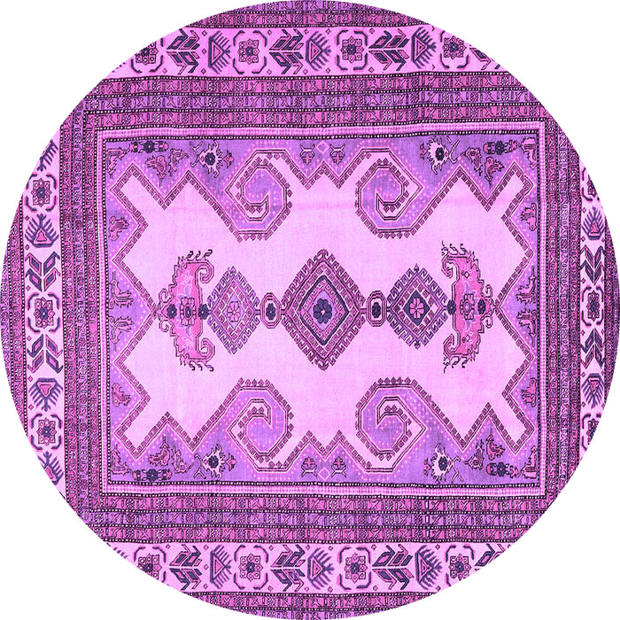 Round Machine Washable Persian Purple Traditional Area Rugs, wshtr2633pur