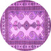 Round Machine Washable Persian Purple Traditional Area Rugs, wshtr2633pur