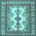 Square Machine Washable Persian Light Blue Traditional Rug, wshtr2633lblu