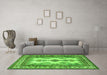 Machine Washable Persian Green Traditional Area Rugs in a Living Room,, wshtr2633grn