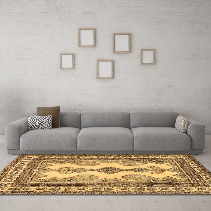 Machine Washable Persian Brown Traditional Rug in a Living Room,, wshtr2633brn