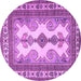 Round Persian Purple Traditional Rug, tr2633pur