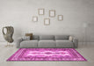 Machine Washable Persian Pink Traditional Rug in a Living Room, wshtr2633pnk