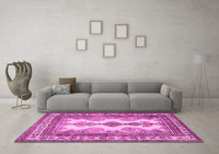 Machine Washable Persian Pink Traditional Rug, wshtr2633pnk