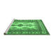 Sideview of Machine Washable Persian Emerald Green Traditional Area Rugs, wshtr2633emgrn