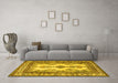 Machine Washable Persian Yellow Traditional Rug in a Living Room, wshtr2633yw