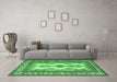 Machine Washable Persian Emerald Green Traditional Area Rugs in a Living Room,, wshtr2633emgrn