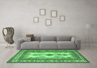 Machine Washable Persian Emerald Green Traditional Rug, wshtr2633emgrn