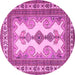 Round Persian Pink Traditional Rug, tr2633pnk