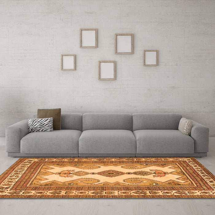 Machine Washable Persian Orange Traditional Area Rugs in a Living Room, wshtr2633org