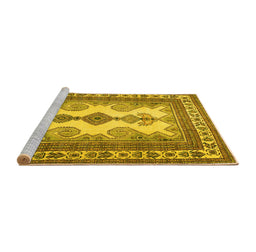 Sideview of Machine Washable Persian Yellow Traditional Rug, wshtr2633yw