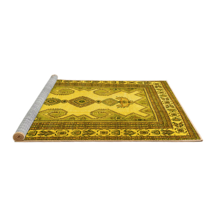Sideview of Machine Washable Persian Yellow Traditional Rug, wshtr2633yw