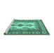 Sideview of Machine Washable Persian Turquoise Traditional Area Rugs, wshtr2633turq