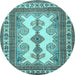 Round Machine Washable Persian Light Blue Traditional Rug, wshtr2633lblu