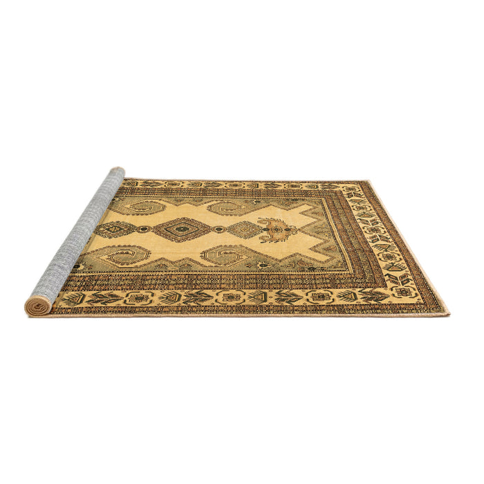 Sideview of Machine Washable Persian Brown Traditional Rug, wshtr2633brn
