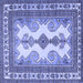 Square Machine Washable Persian Blue Traditional Rug, wshtr2633blu