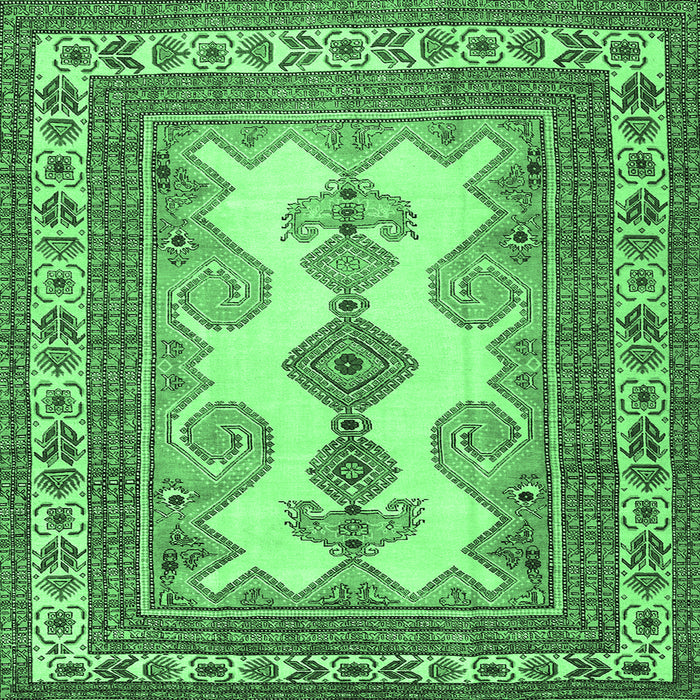 Square Machine Washable Persian Emerald Green Traditional Area Rugs, wshtr2633emgrn