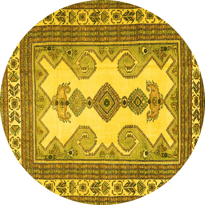Round Persian Yellow Traditional Rug, tr2633yw