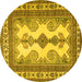 Round Persian Yellow Traditional Rug, tr2633yw