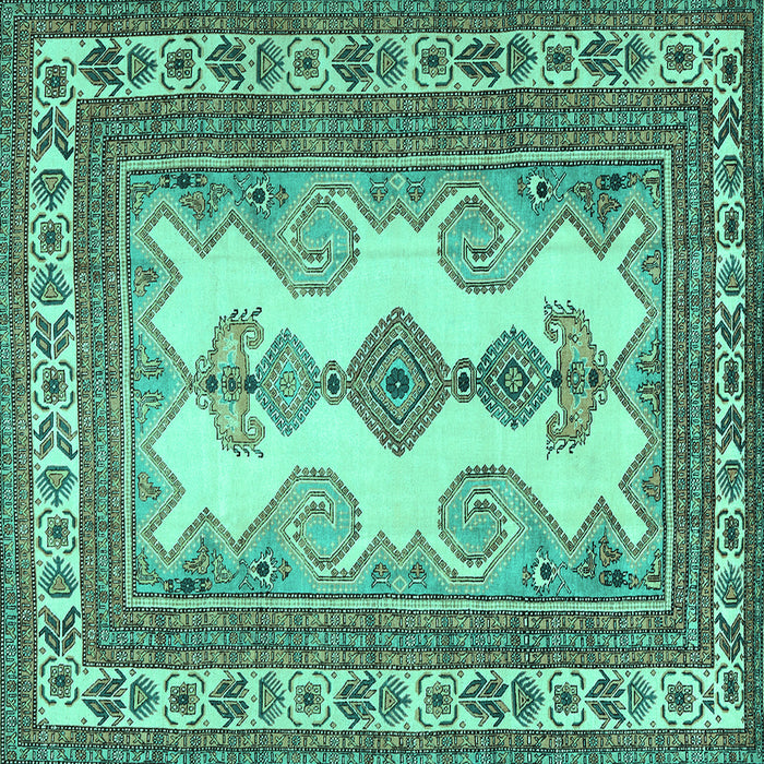 Square Machine Washable Persian Turquoise Traditional Area Rugs, wshtr2633turq