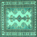 Square Machine Washable Persian Turquoise Traditional Area Rugs, wshtr2633turq