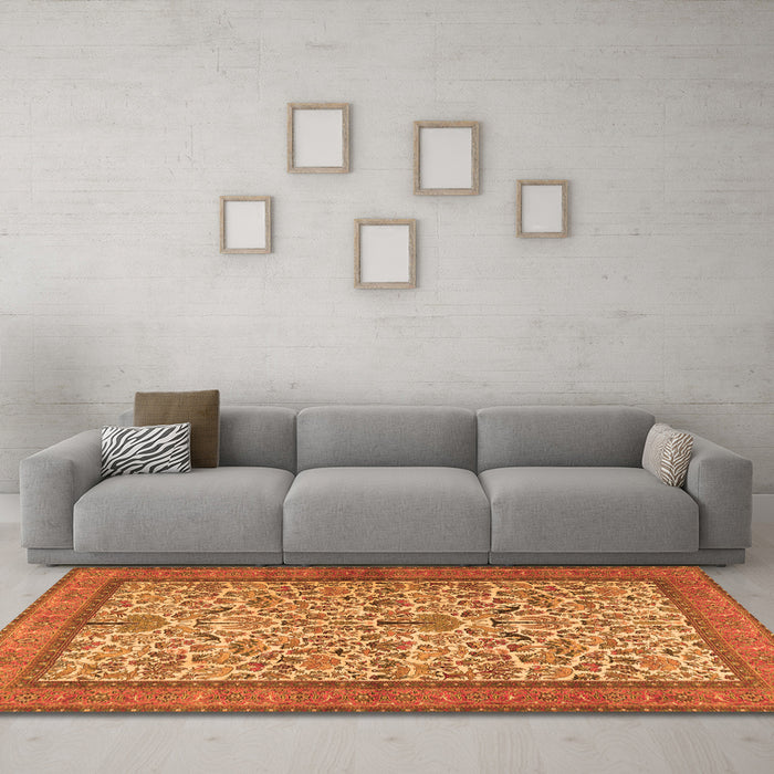 Machine Washable Persian Orange Traditional Area Rugs in a Living Room, wshtr2634org